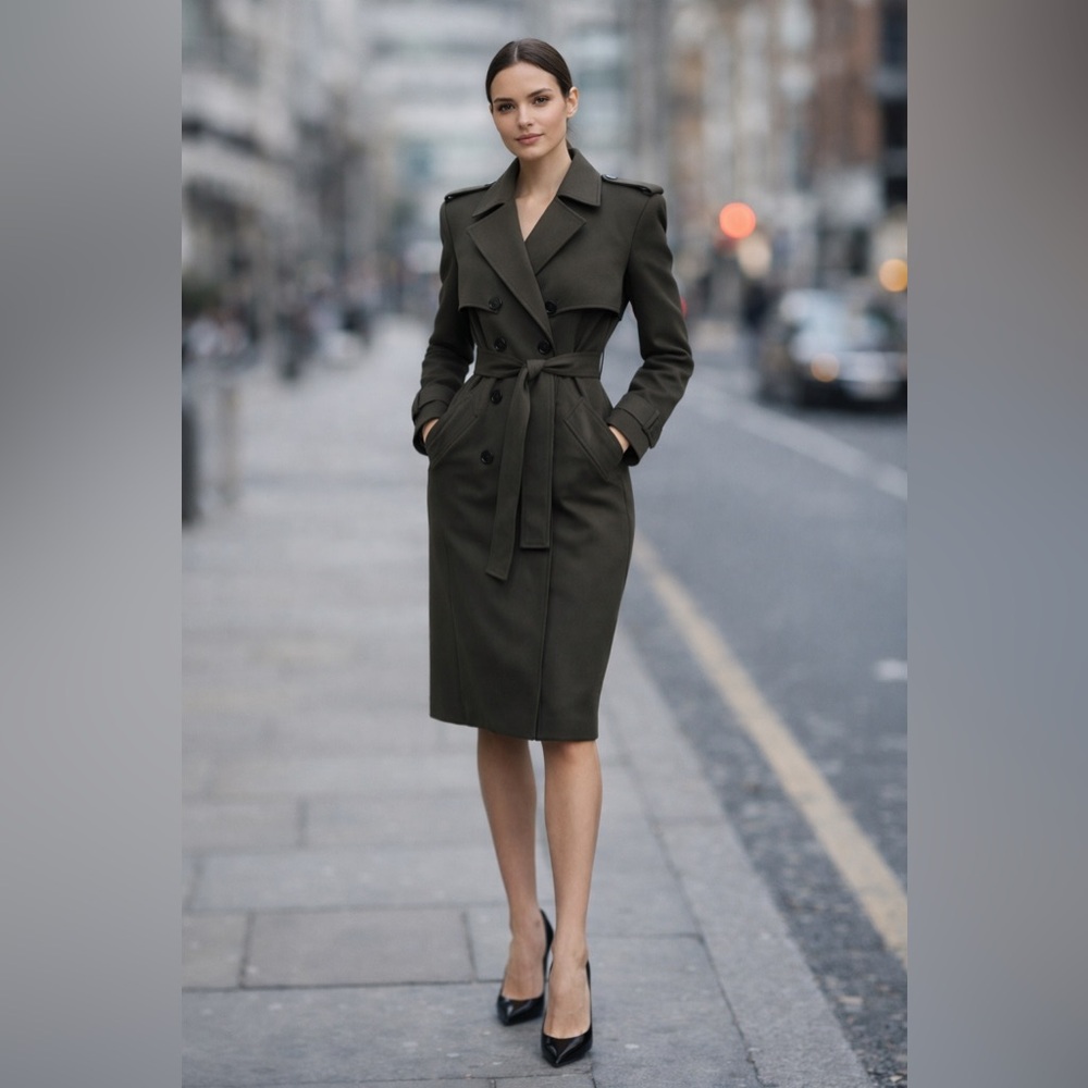 Judith & Charles Colt Water-Repellent Trench Coat Olive-Brown
